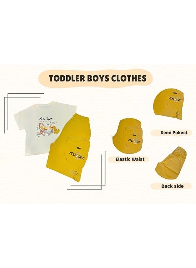 MINIIMODZ MINII MODZ Adore Boys Casual Dress Set – Shirt & Pant Set with Dinosaur Cartoon Print - Image 4